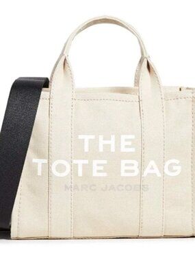 Marc Jacobs The Tote Bag Ivory Canvas Medium Tote Crossbody Zip Top